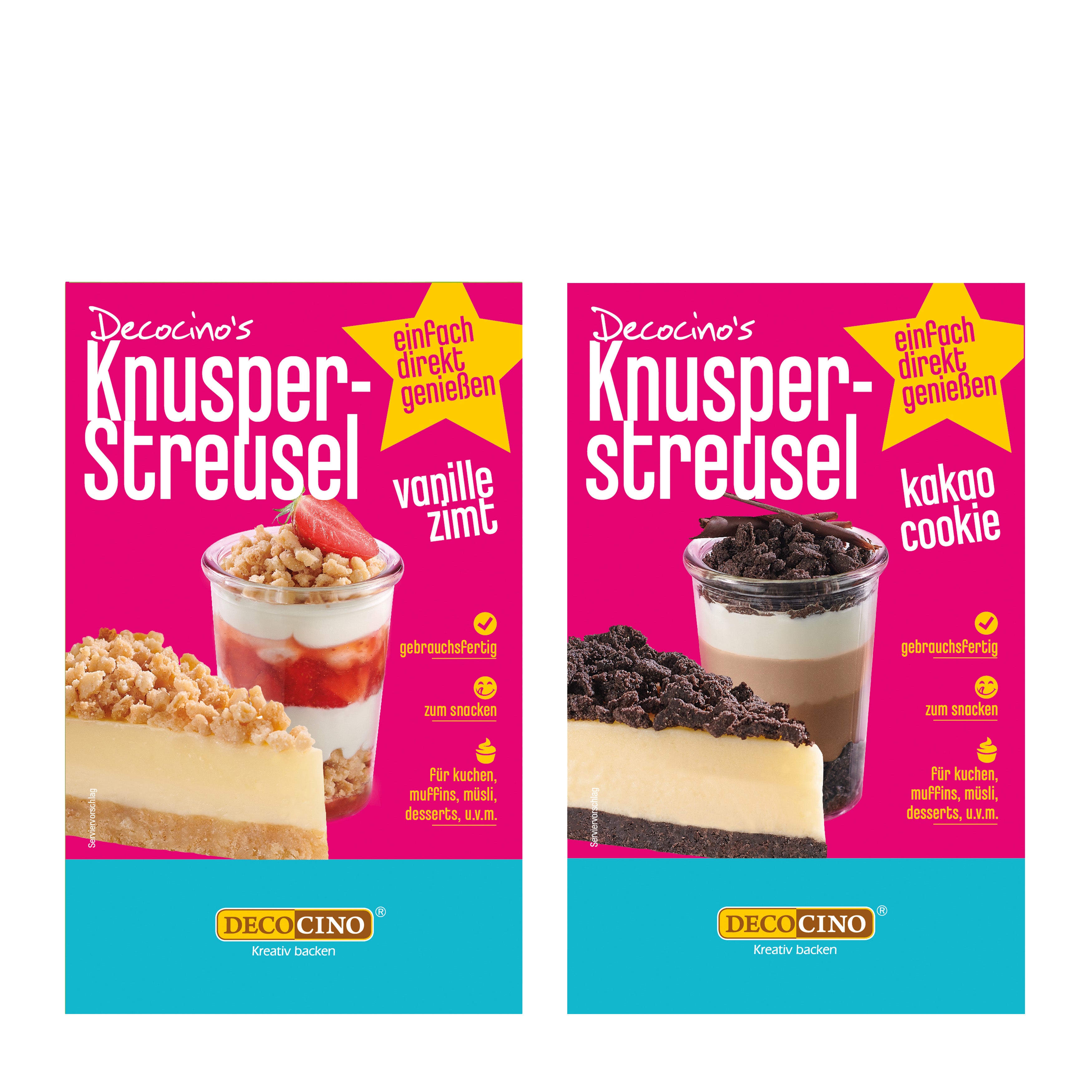 Knusperstreusel Vanille Zimt und Kakao Cookie 2er Set (2x200g)