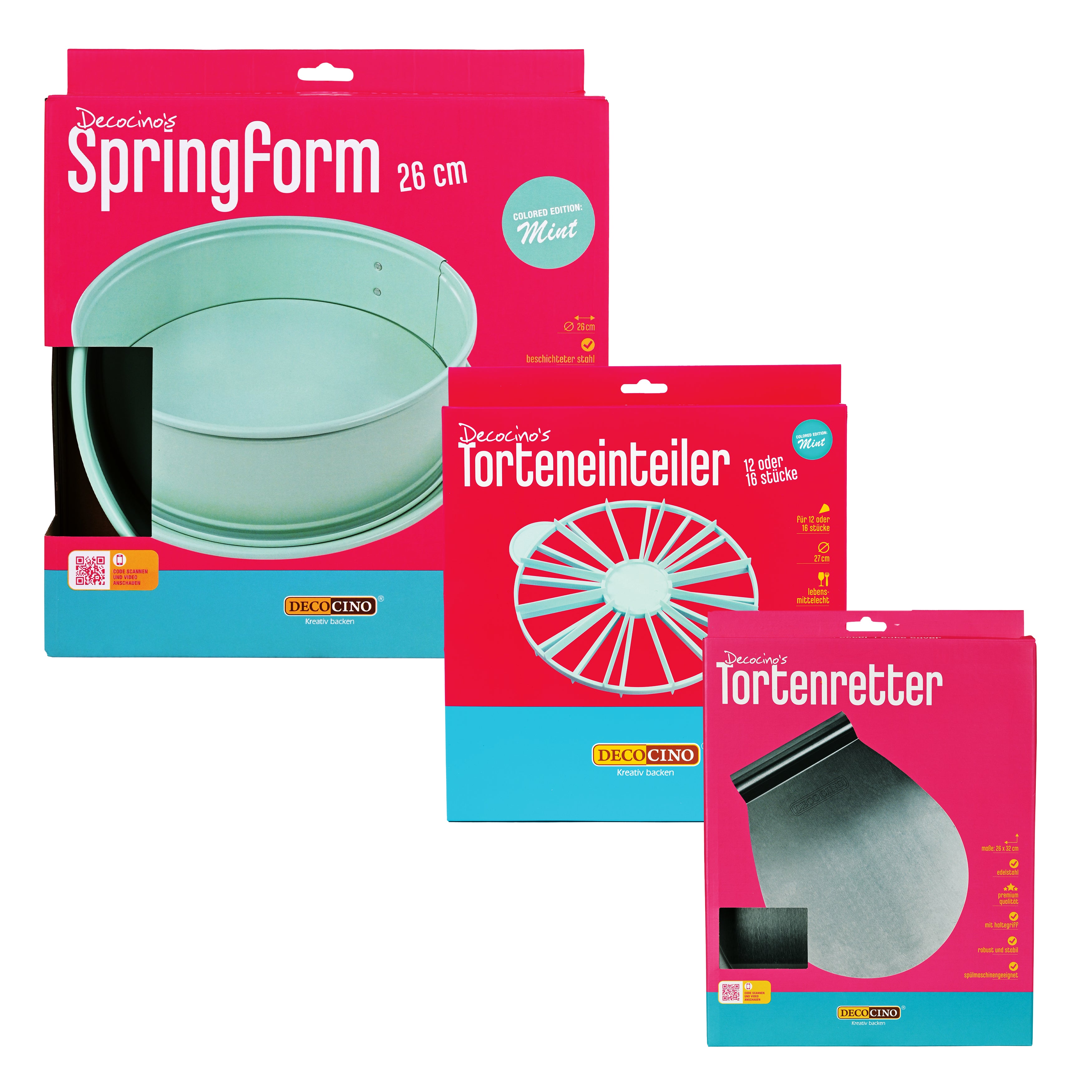 SET: Springform Mint Edition (Ø 26cm) + Torteneinteiler + Tortenretter