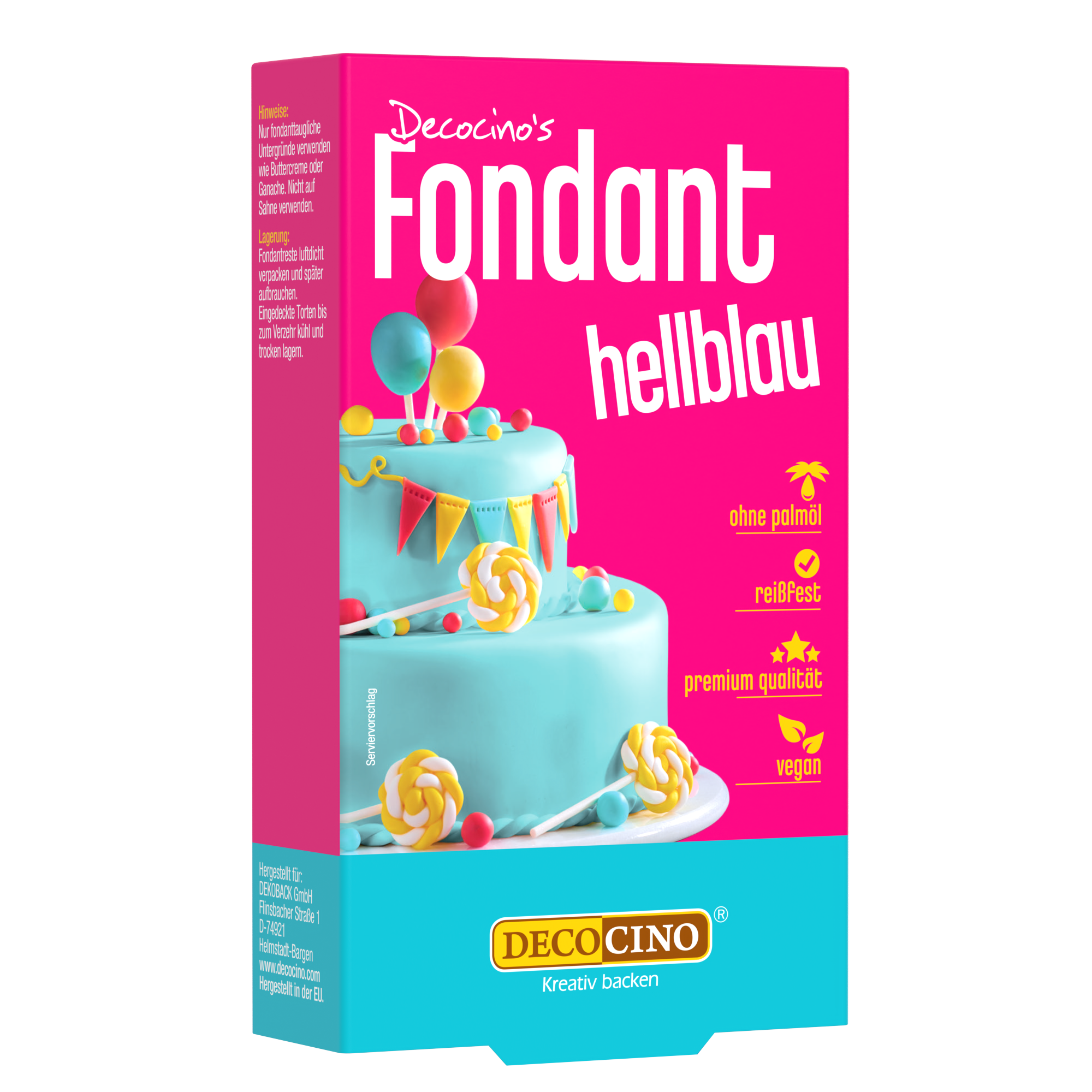 Hellblauer Fondant zum backen von decocino
