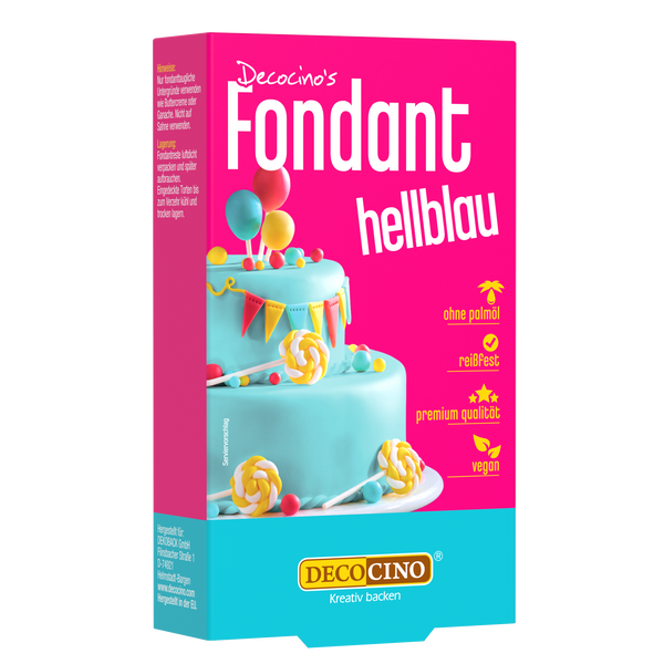 Hellblauer Fondant zum backen von decocino