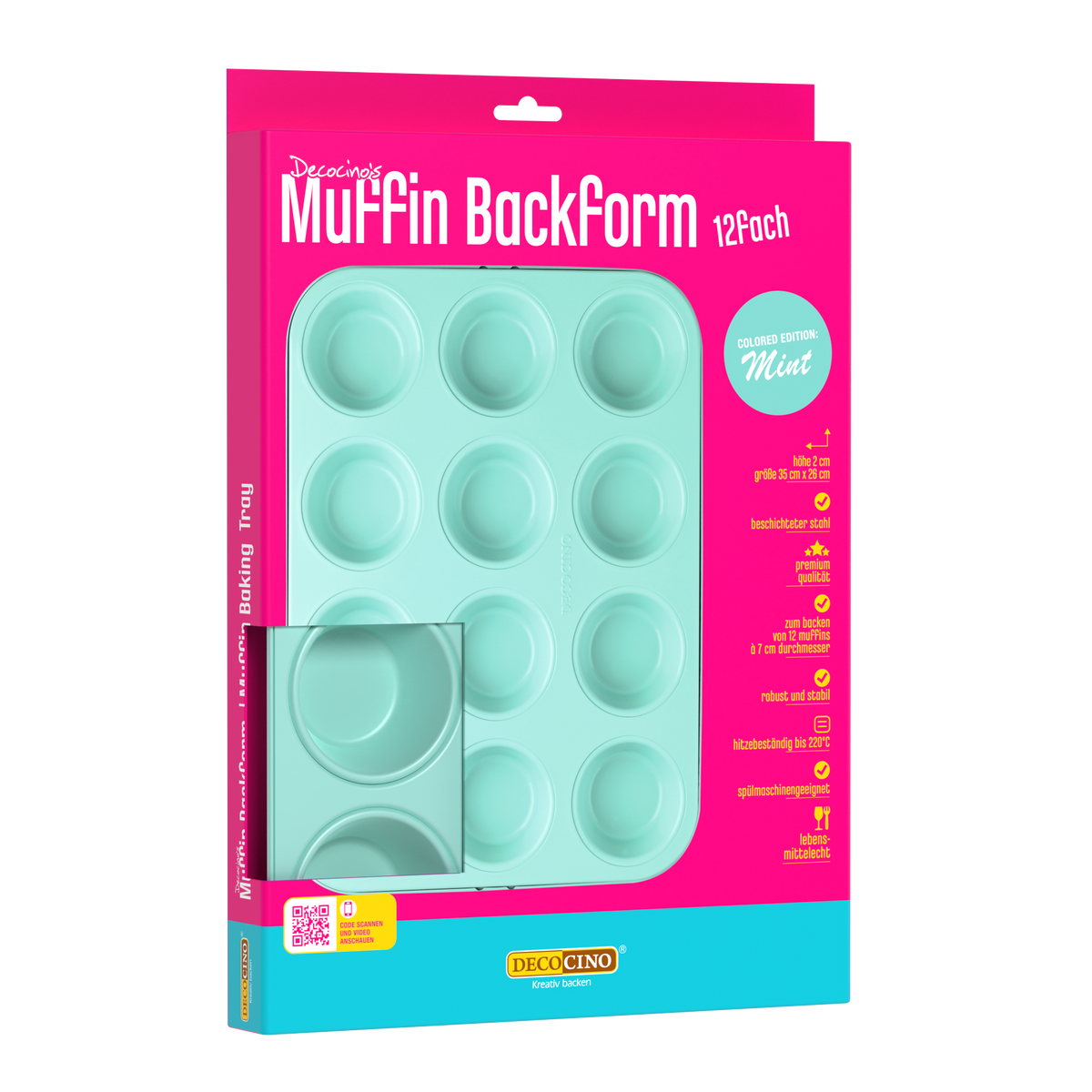 Muffinblech für 12 Muffins (Maße: 35 x 26cm), Backform für Muffins