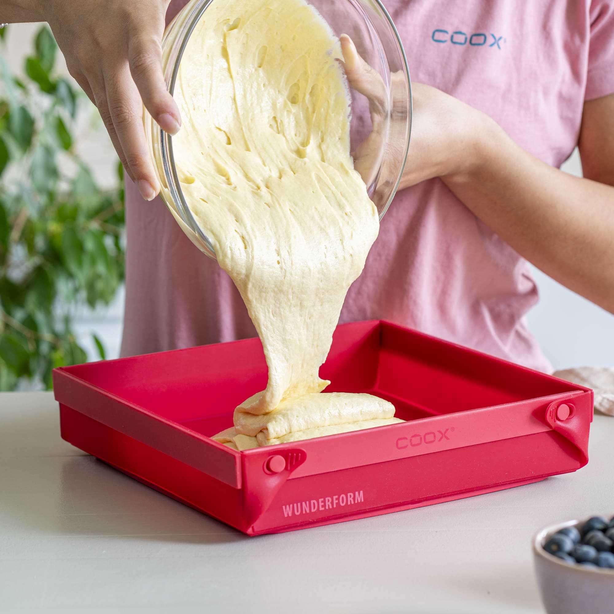 Rote Wunderform Frame Backform von coox, backen ohne Einfetten.