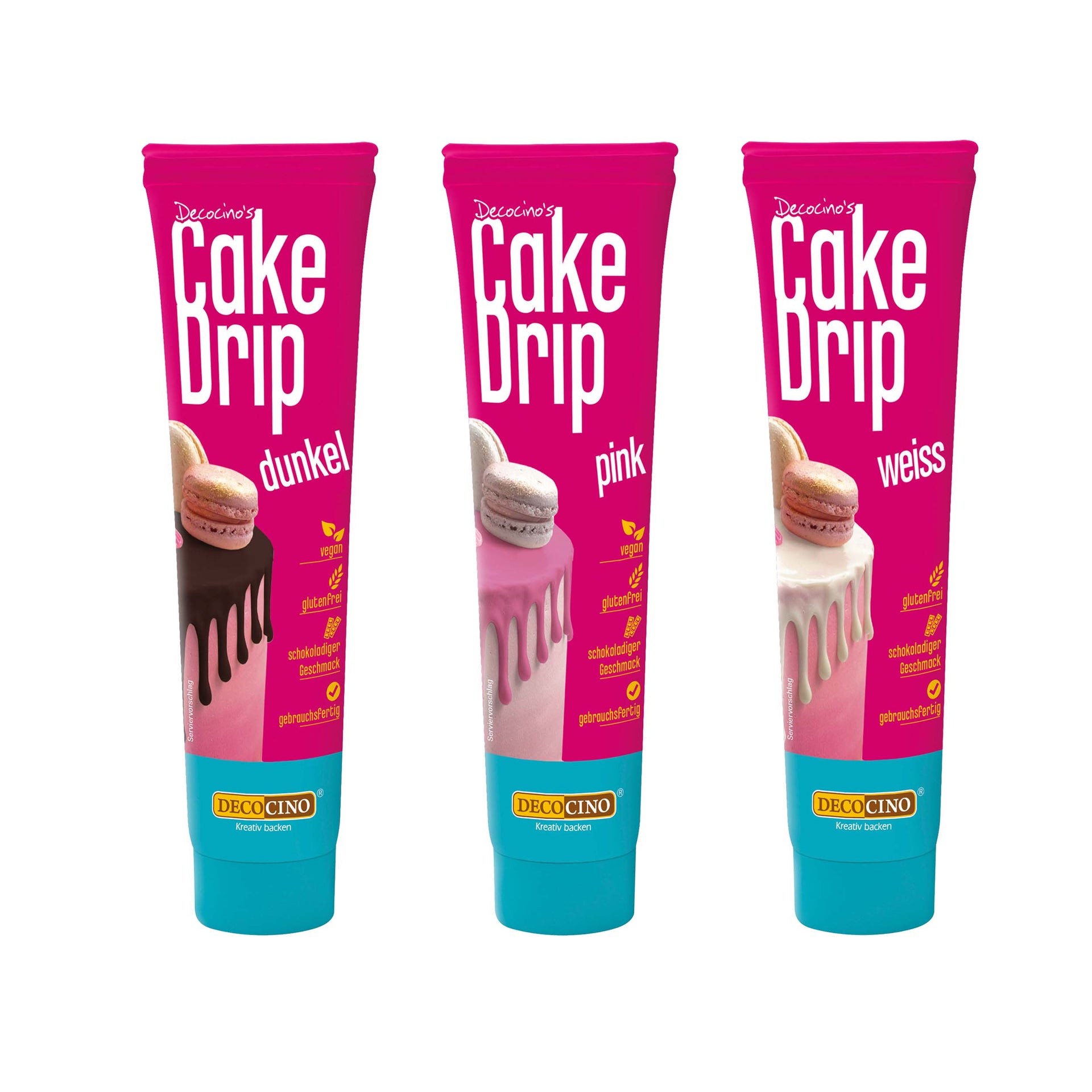 Cake Drip 3er-Set: Dunkel, Hell, Pink (3x90g)
